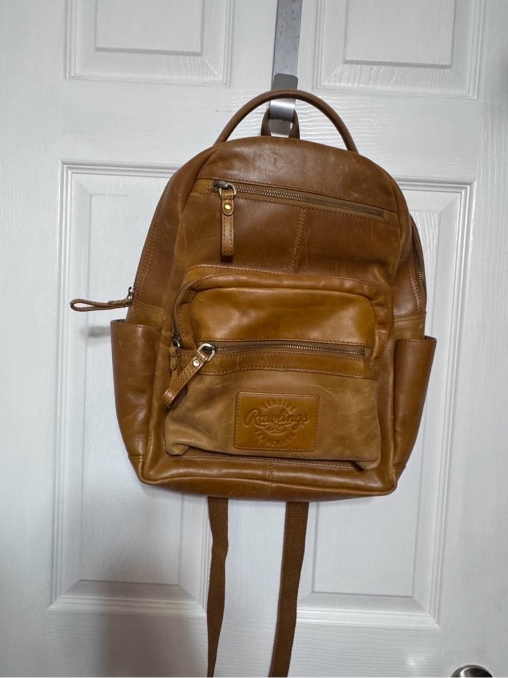 Rawlings Chestnut Brown Leather Backpack - Men's Casual Daypack